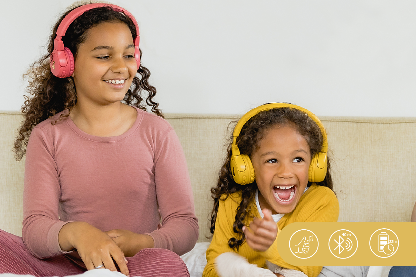 Girls sharing music wirelessly
