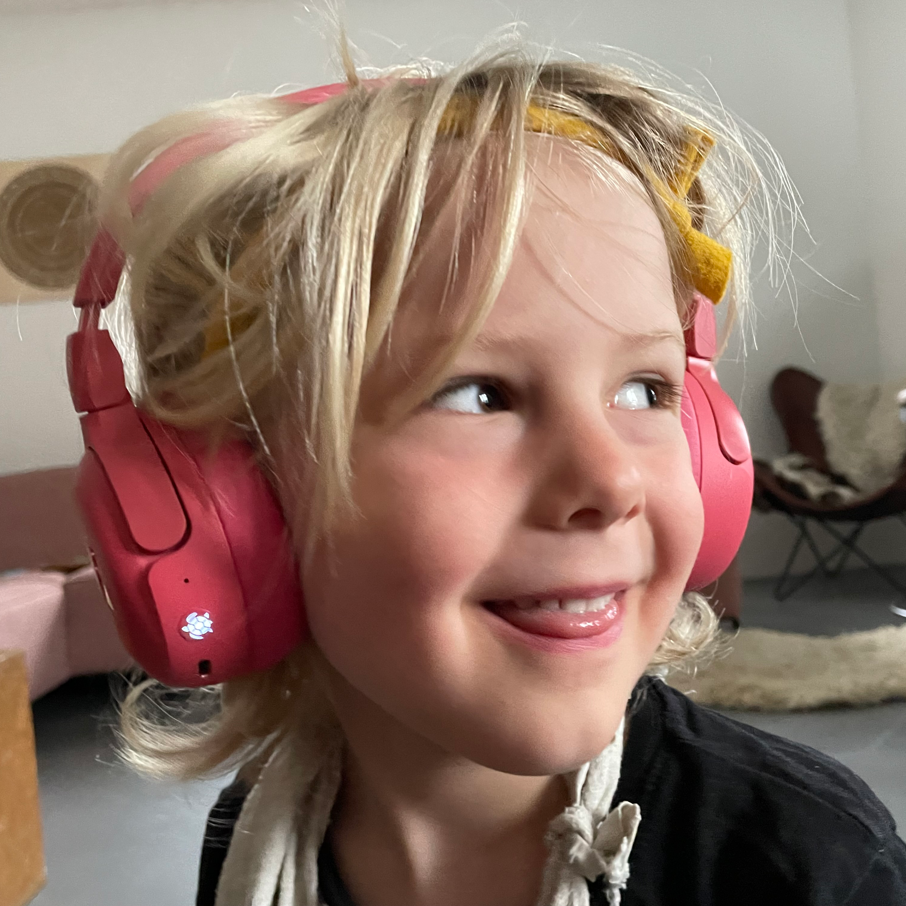 Boy wearing POGS The Turtle headphones