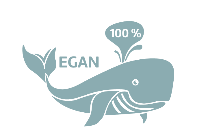 Vegan logo with happy whale 