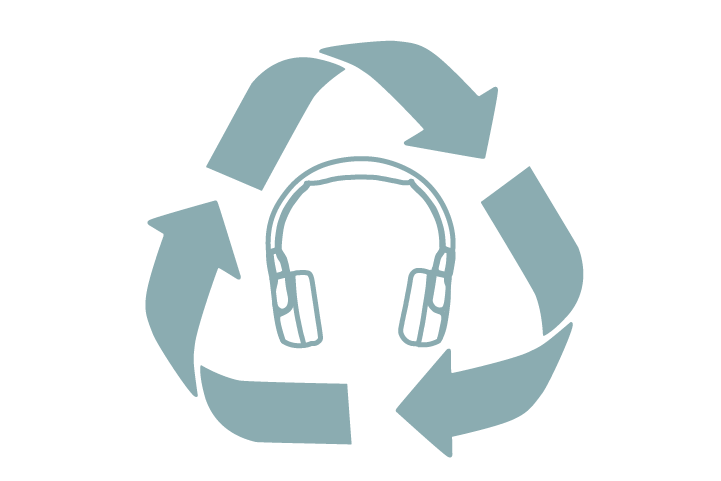 Recycling logo with headphones